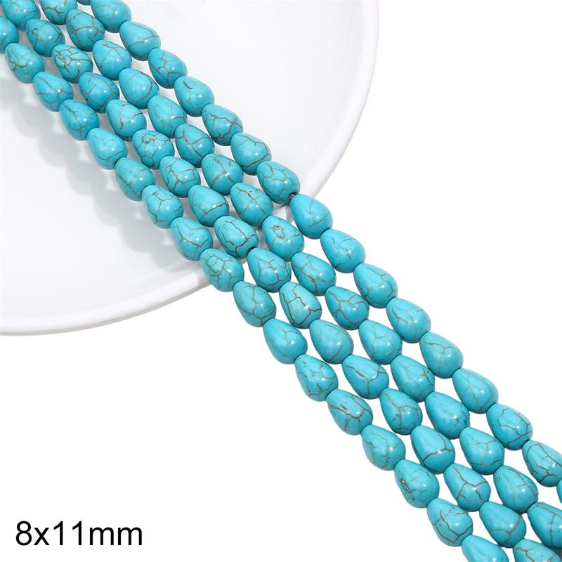 1 Strand 38CM Blue Turquoises Stone Chain Charm Beads Chain DIY Bracelet Necklace Jewelry Making