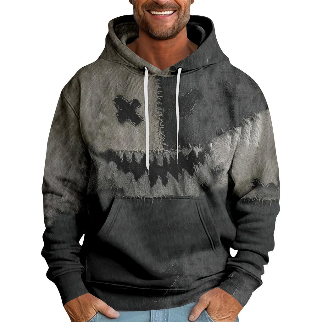 Halloween Print Men's Loose Hooded Sweatshirt