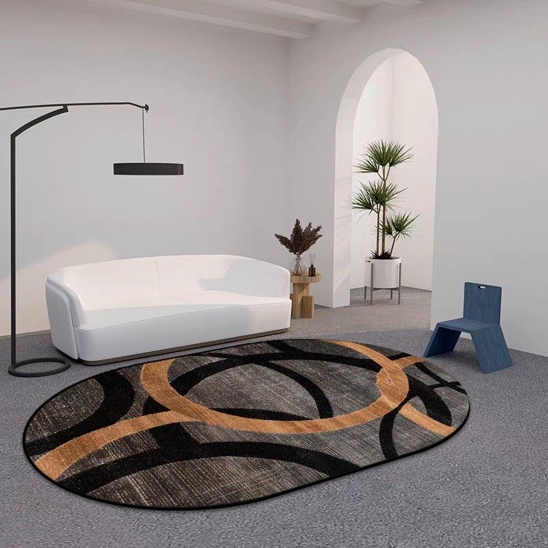 Modern Simple Style Living Room Carpet Oval Design Bedroom Non-slip Washable Rug Fluffy Soft Lounge Sofa Coffee Table Floor Mat