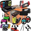 Orzly Geek Accessoires Pack Pour Nintendo Switch: Housse & Protection Écran, Volants & Grips Joy-Con, Dock Chargeur Pour Les