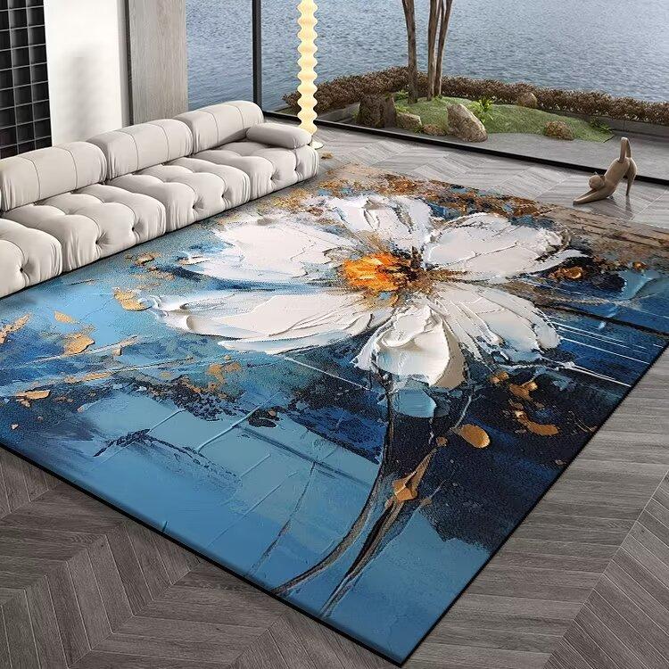 Modern Carpet Living Room 3D Flower Pattern Print Floor Mat Large  Bedroom Cloakroom Non-slip Rug Sofa Coffee Table Mat Washable