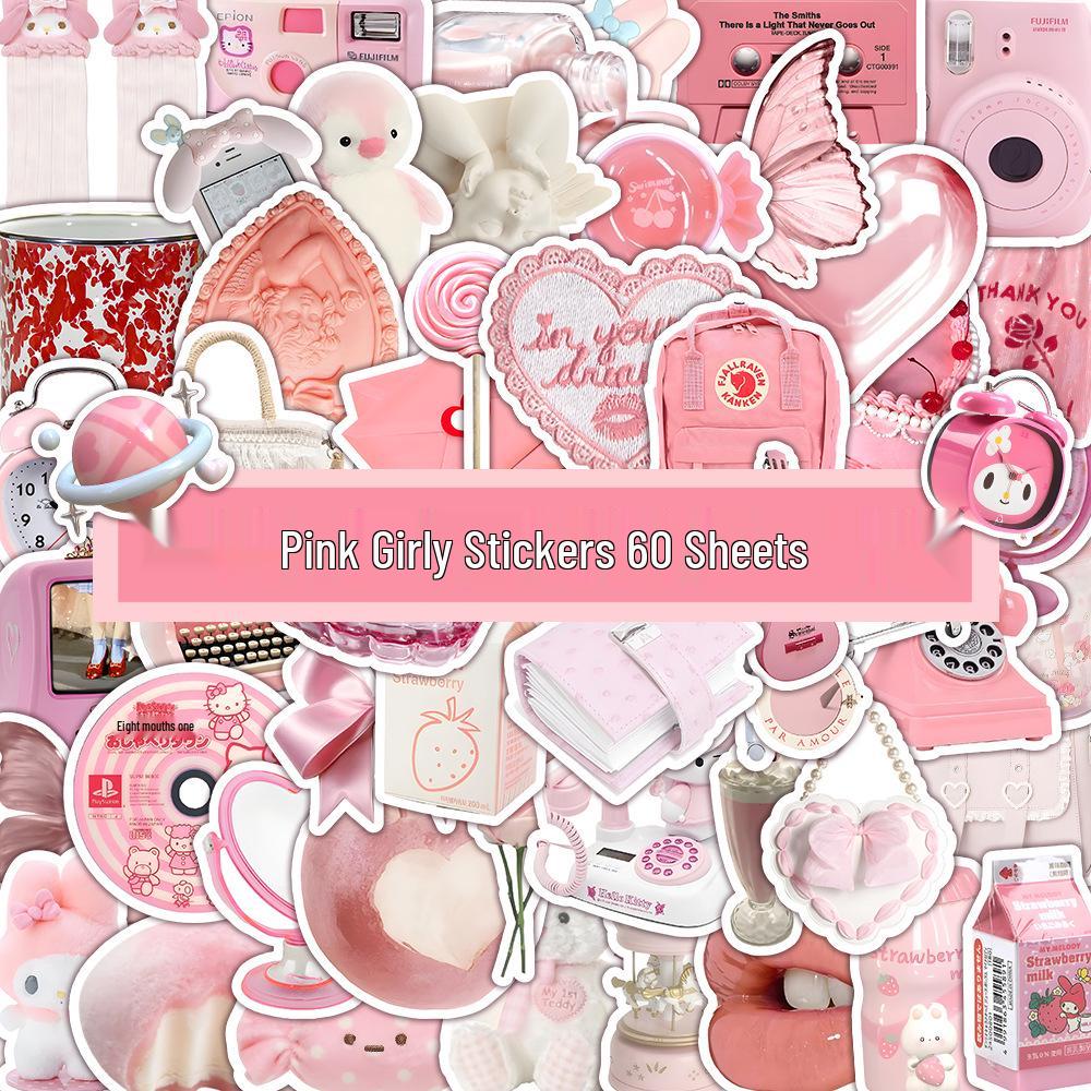 60 listů vícebarevných samolepek ve stylu INS: Realistické malé předměty v modré, růžové, fialové, žluté a zelené barvě