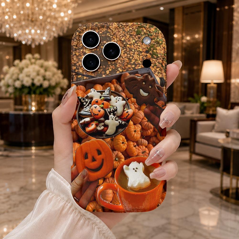 Cute Halloween Stereo Cozy Fall Shockproof Soft Case For iPhone 17 16 15 14 13 12 11 Pro Max Air Wavy Frame Phone Cover