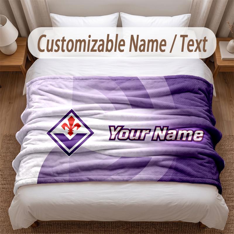 Fiorentina FC Printed Flannel Blanket Custom Name Text Soft Warm Throw For Bedroom Holiday Gift