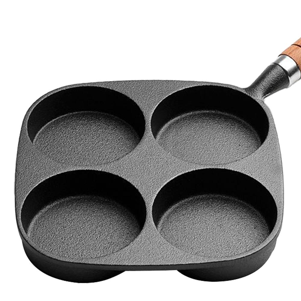 Antihaftbeschichteter Pfannkuchen- und Eierkocher aus Gusseisen für 4 Tassen mit feuerfestem Griff für effizientes Frühstückskochen