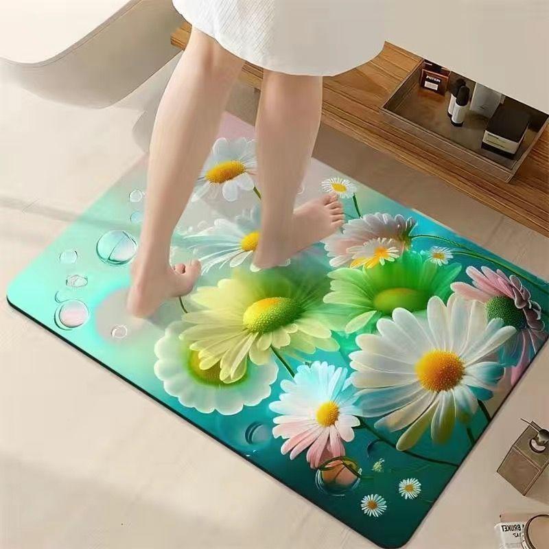 3D Expansion Wind Three-dimensional Diatom Mud Floor Mat Bathroom Toilet Water Absorption Non-slip Mat Household Toilet Foot Mat Quick Drying