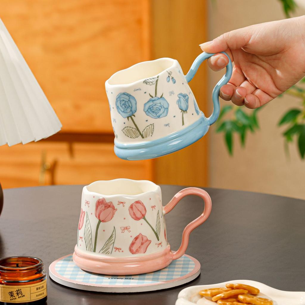 Souvenir Gifts Pastoral Style Single Cup Sunflower Ceramic Cup Household Set Mug Tulip Cup