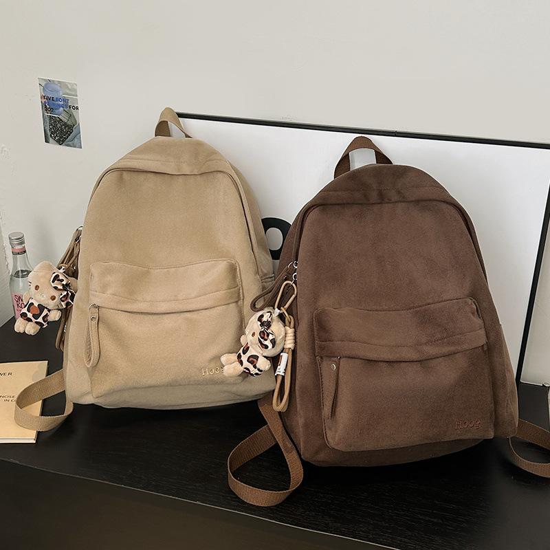 Schoolbag Unisex Kids Black Japanese Ins Casual Large-Capacity Backpack Solid Color Simple Versatile High School College Student Backpack Commuting