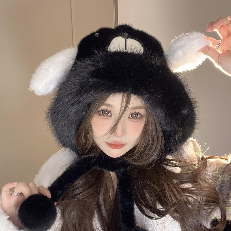 A Plush Ear Protecting Hat for Puppies A Winter Cycling Hat for Women To Keep Warm A Lei Feng Hat  and A Student Hooded Hat Trend