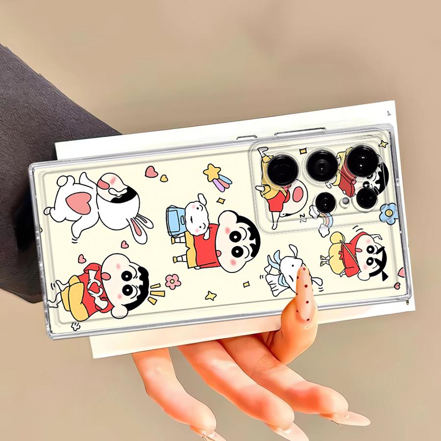 Phone Cover Case for Samsung Galaxy S25 Edge S22 FE S20 Plus Note 20 Ultra 10 S26 S21 S24 S23 Ultra Cute Crayons Shinchan