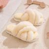 Women Fluffy Slippers Winter Warm Plush Slipper Cross Straps Fur Slipper Winter Warm Home Slippers for Women Flat Cotton Slides