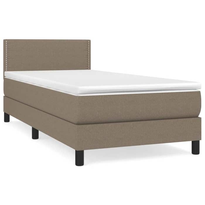 Sommier à lattes avec matelas - Taupe - 90x190 cm - Tête de lit réglable - Tissu durable