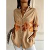 Women's Long Sleeve Watercolor Floral Print Button Down Casual Shirt Elegant Daily Blouse Tops in White for Spring Summer