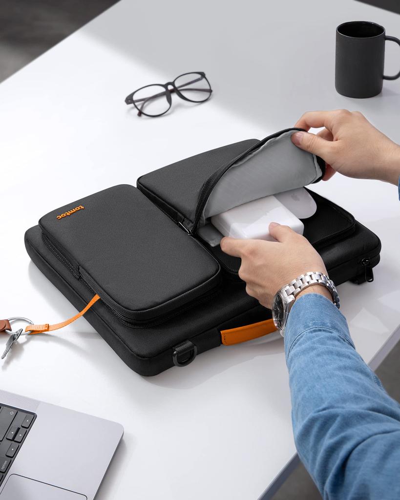 tomtoc Stoßfeste Laptoptasche für Zoll MacBook Air MacBook Pro und Surface Pro 360° 11.6-13.8 (M4, M3, M2, M1) (2025-2018), (13, M2, M1) (2022-2016),