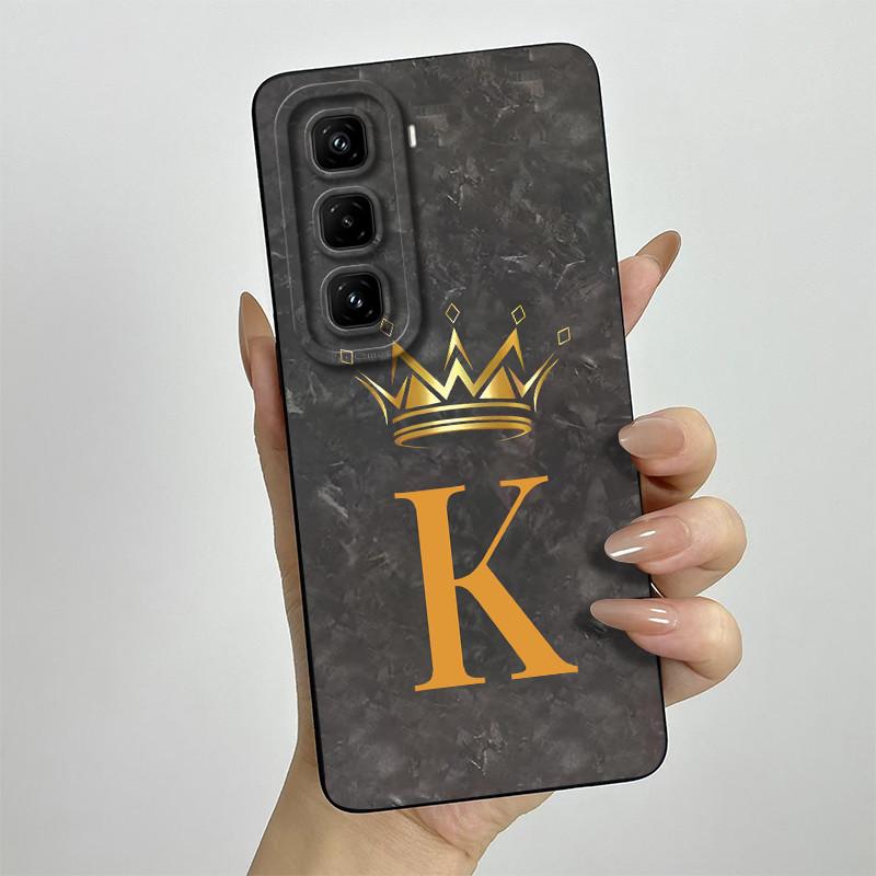 For Infinix Hot 50 Pro 4G Case Fashion Crown Letters Matte Soft Shockproof Funda Cover for Infinix Hot 50 Pro + Plus 50pro Case