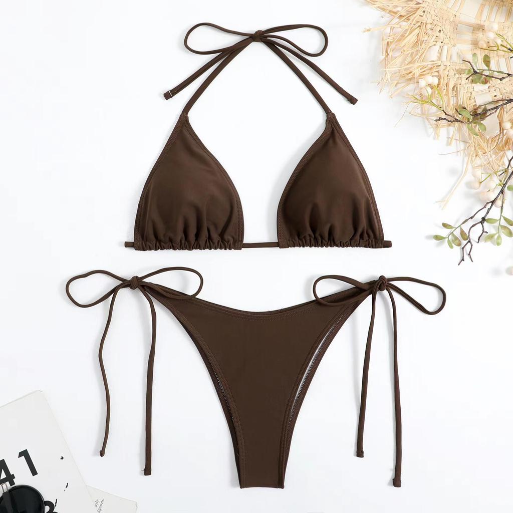 Women's European & American Push-Up Bikini Set: Sexy Drawstring Tie-Up Design
