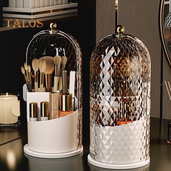 Toothbrush Holder with Cover Cosmetic Storage Box Organizer Dustproof 360-Degree Rotating Toothbrush Makeup Brush Holder