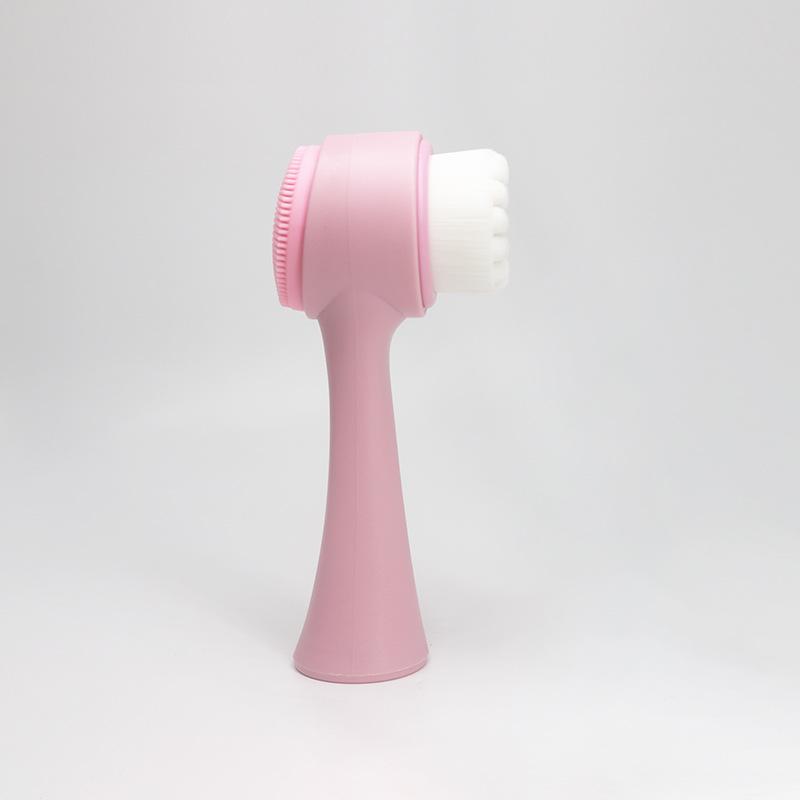 Dual-Sided Facial Cleansing Brush: Soft Bristle & Silicone Makeup Massager, Blackhead & Pore Remover.
