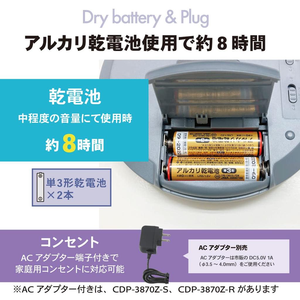 OHM Electric AudioComm Hordozható CD AC Kihagyás Program Ismétlés Sztereó Fülhallgatós Lejátszó, Elemekkel Működő, Hálózati Tápellátású, Megelőzés, Lejátszás, Lejátszás, Mellékelve,