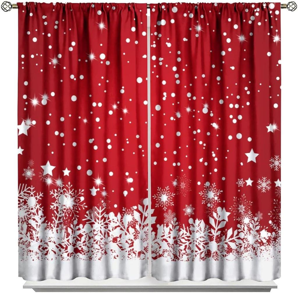 Winter Tree Curtains Living Room Bedroom Children Decor Christmas Curtain Xmas Festive Themed Window Darkening Polyester Ideal For Sitting