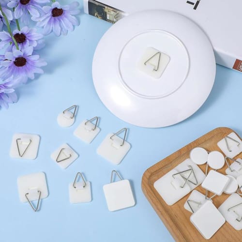 Set of 15 Triangular Hanging Hooks, Self-Adhesive Wall Hooks for Hanging Plates, Picture Frames, Wall Art, Bathroom and Kitchen Doors, and More