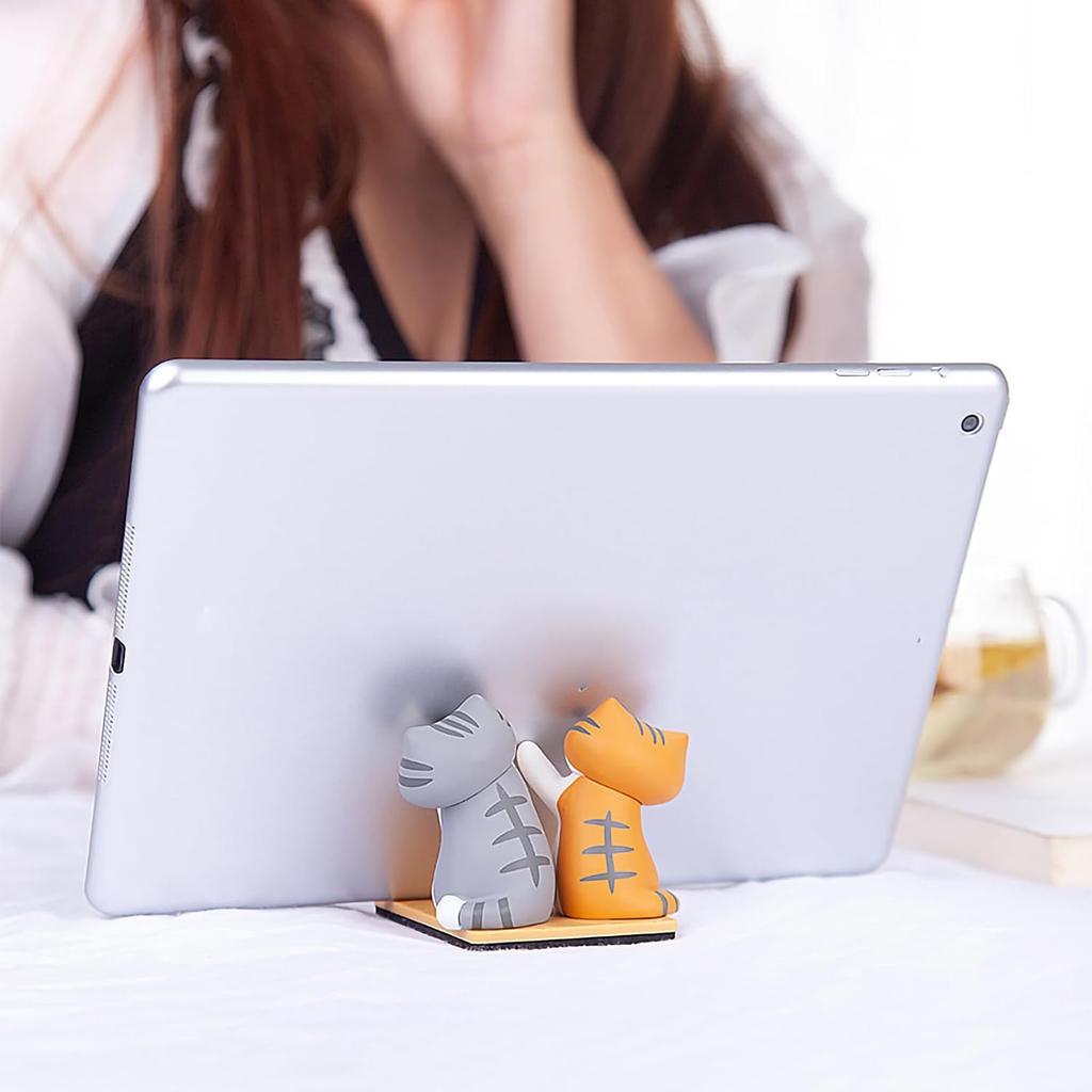 Cyrank Cell Phone Stand, Cute Cat Smartphone Stand Phone Holder Cute Animal Desktop Decor Portable Phone Stand for Phones Tablets(C)