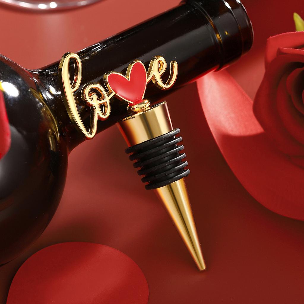 Bottle Stopper Heart Shaped Red Wine Champagne Wine Bottle Stopper Sealing Valentine's Day Wedding Birthday Party Small Gifts
