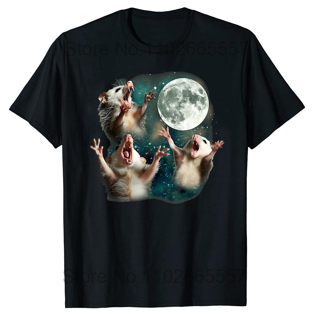 Possum Playing Electric Guitar Animal Music Musician T Shirts Summer Raccoon Rat Cotton Streetwear Birthday Gifts Tshirt Unisex