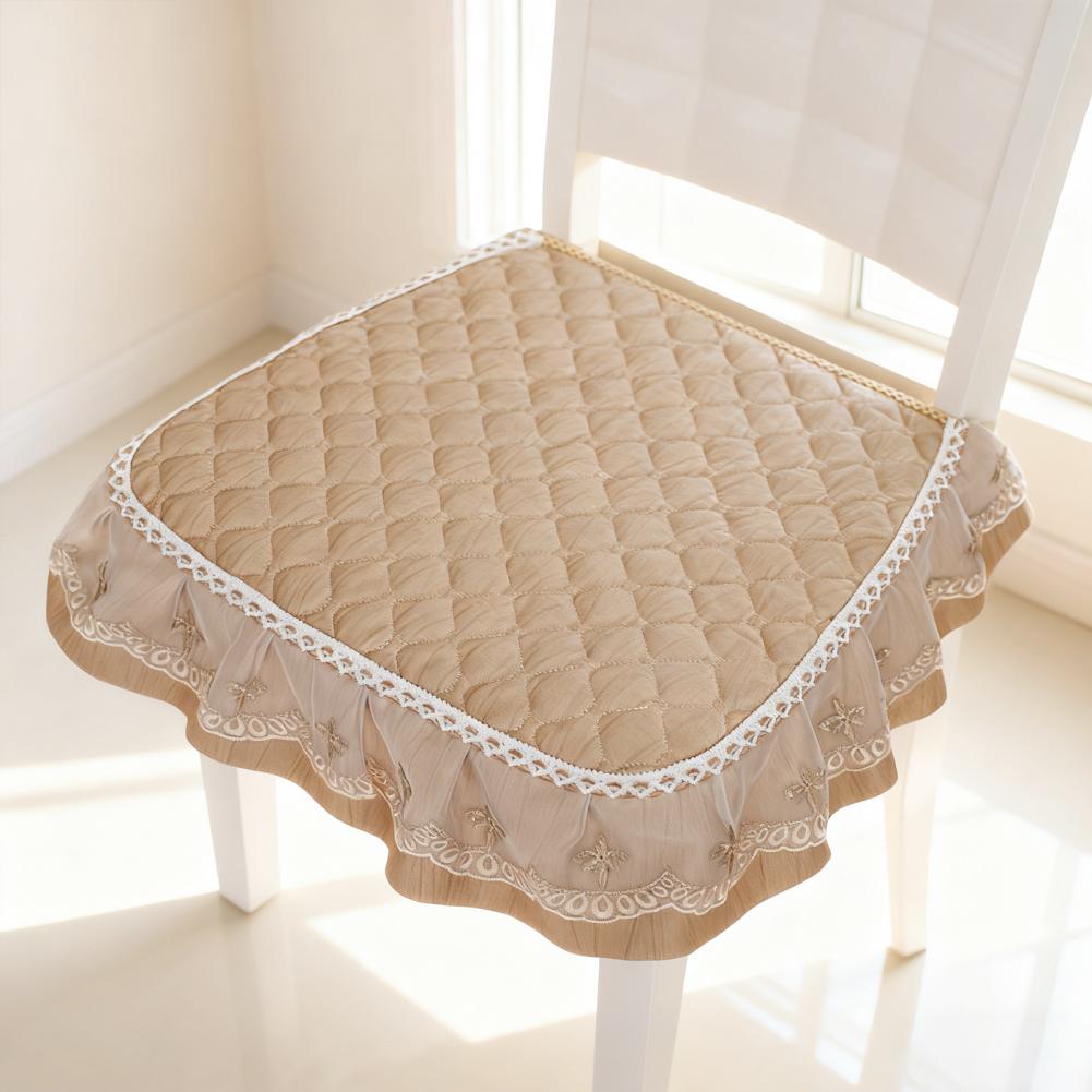 Chair Cushion with Stain Protection Dining Chair Seat Protector Quilted Lace Ruffle Chair Cushion with for Dining