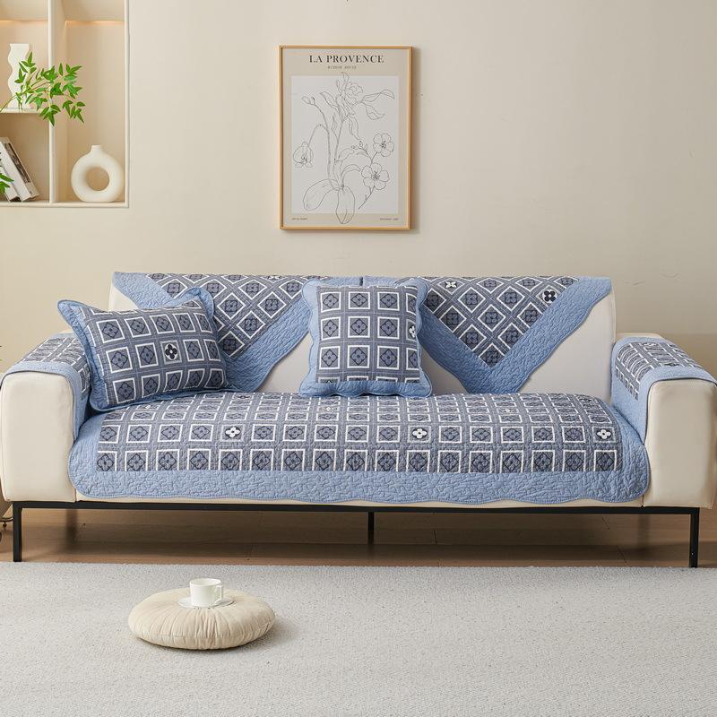 Small Floral Fresh Sofa Cushion Fabric Non-Slip Sofa Cover Universal In All Seasons Cotton Sofa Towel  Seat Cushion Summer