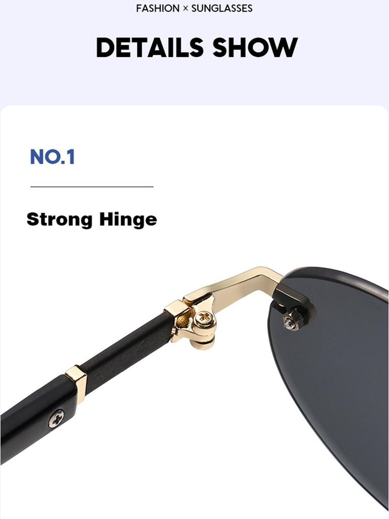 Trendy Cut Edge Personalized Oval Frame Sunglasses New Frameless Spicy Girl Hip-hop Sunglasses Metal WOMEN'S Sunglasses MEN'S Sunglasses