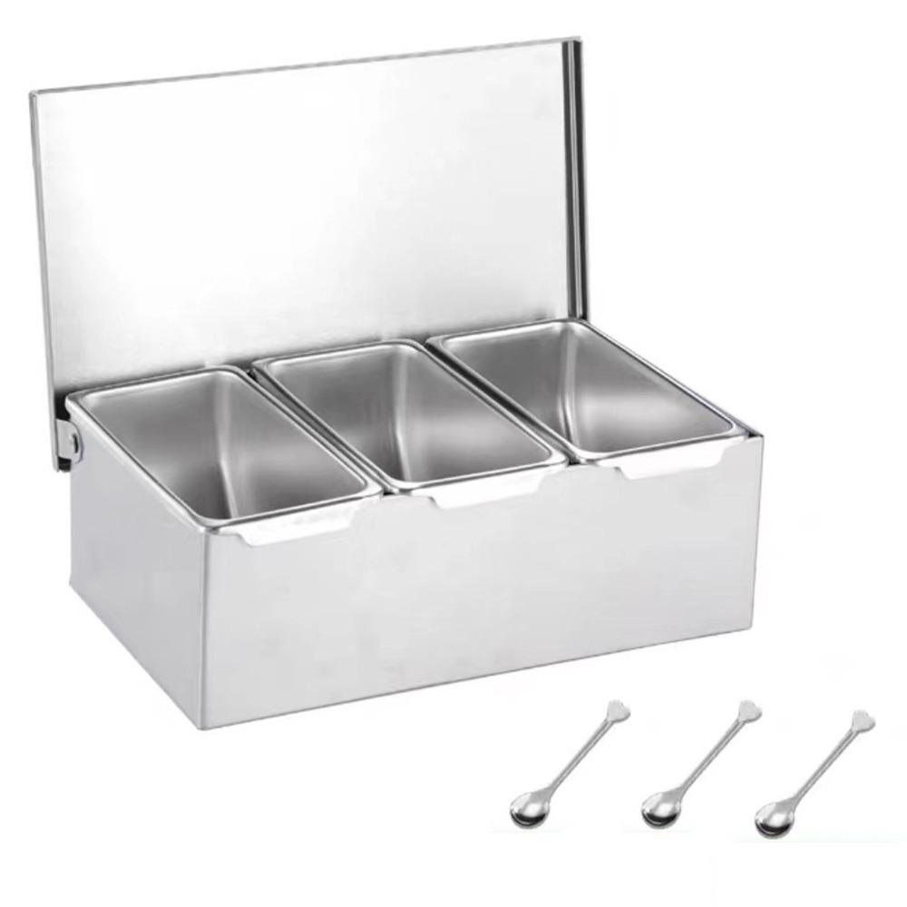 

2/3/4/5/6 Grids Spice Seasoning Container Creative Kitchen Spice Rack Cooking Tool 3 Grids