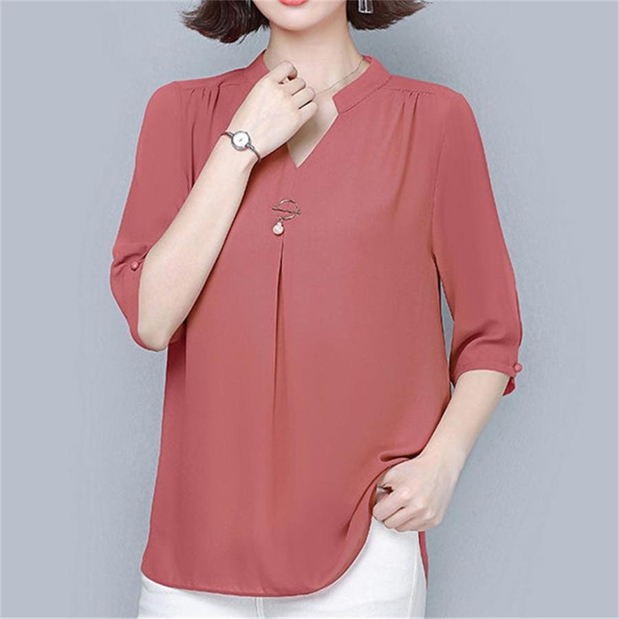 Women Spring Summer Style Blouses Shirts Lady Casual Half Sleeve V-Neck Loose Style Blusas Tops
