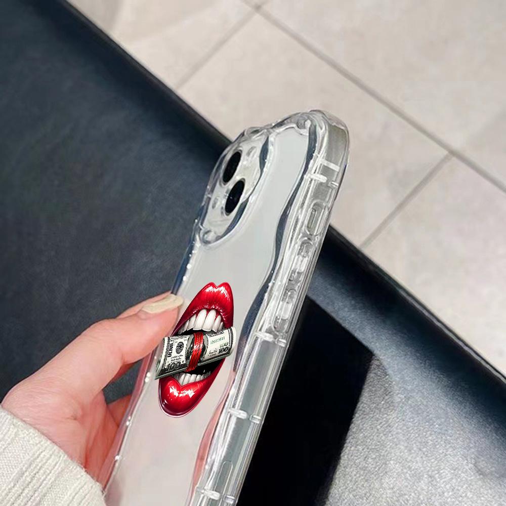 LZ21 Lips kiss design art Clear Soft Wave Phone Cases for Samsung S24 S23 Ultra S20 FE A54 A14 A52s A51 S10 Huawei Honor 90 Protection Back Cover
