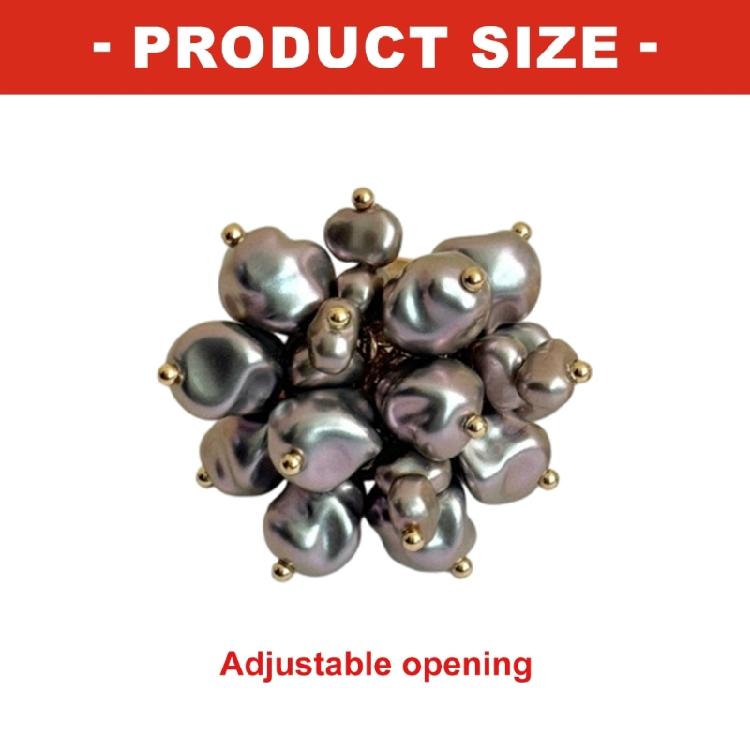 Stackable Pyrotechnics Effect Ring Featuring Imitation Pearls Adjustable Opening Vintage Look Finger Rings For Fashion