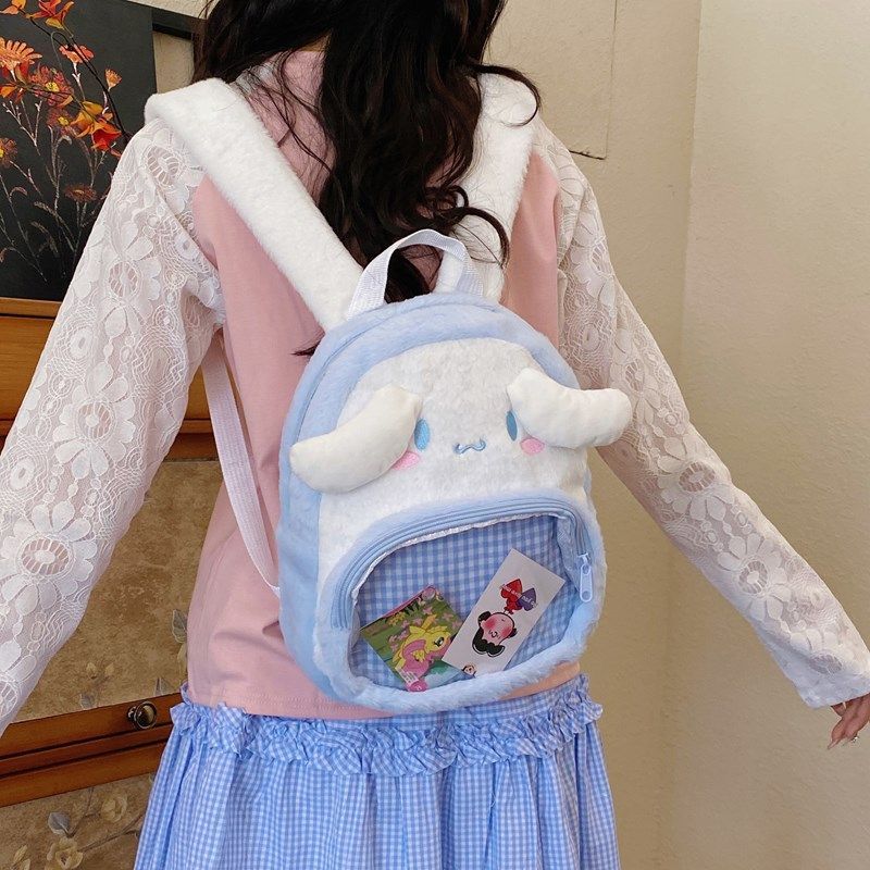Backpack Sanrio Cinnamoroll Kuromi Plush Large Capacity Cute Cartoon Kawaii Shoulder Bag For Girls Student School Travel Daily