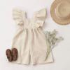Fashion Baby Girl Linen Cotton Ruffled Jumpsuit Summer Infant Toddler Child Strap Romper Outfit Solid Color Baby Clothes 0-3Y