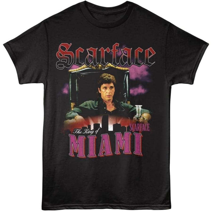 Лицо со шрамом Король Майами Черная Графическая Футболка с Круглым Вырезом - Короткий Рукав - Футболка в Винтажном Стиле с Изображением из Криминальной Драмы для Мужчин и Женщин XXXXXL чёрный