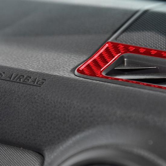 Red Carbon Fiber Interior Defogger Vent Cover Trim For Toyota Tacoma 2016-