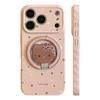 Pink Leopard Print Magnetic Phone Case with Stand for iPhone 16 Pro/13/15 - Cartoon Design