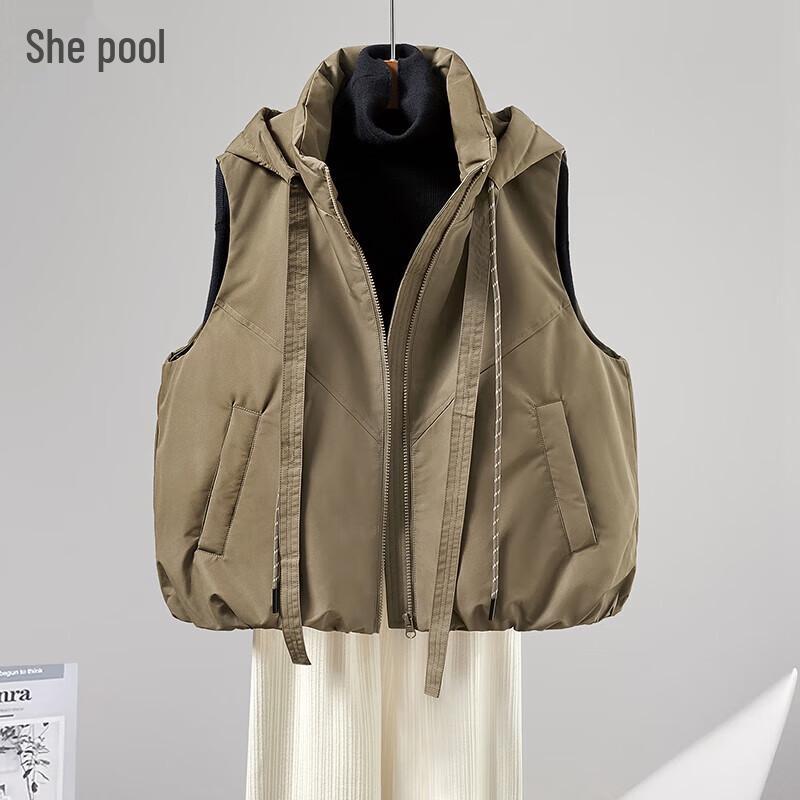 

Shechi Women s Solid Color 90% Down Drawstring Puffer Vest M
