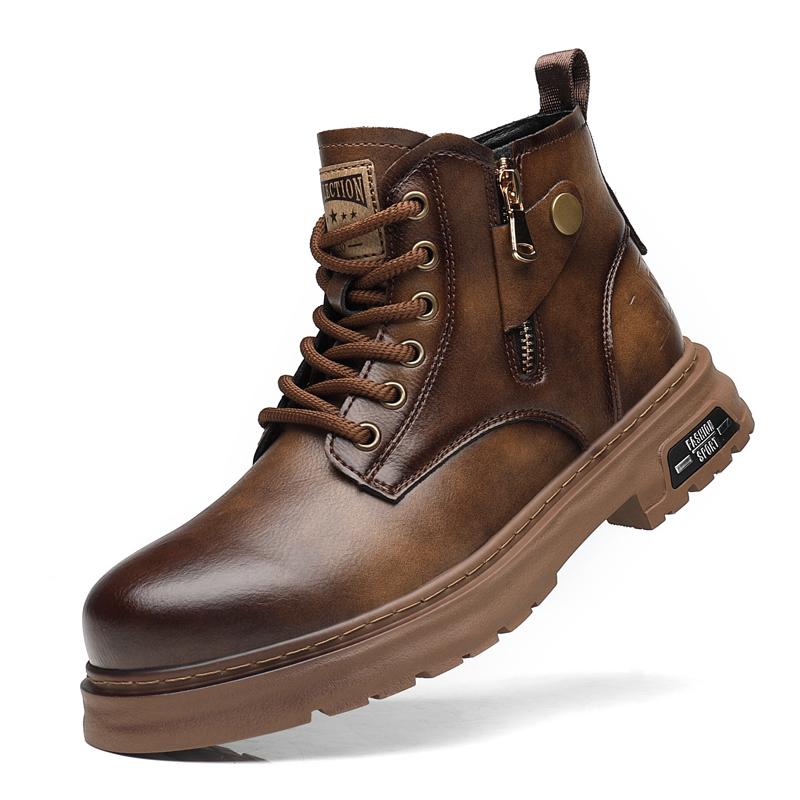 

Мотоциклетные ботинки в стиле панк из натуральной кожи, высокие мужские ковбойские ботинки для ходьбы, мужские 2024 года, роскошные брендовые ботинки на шнуровке 44 коричневый