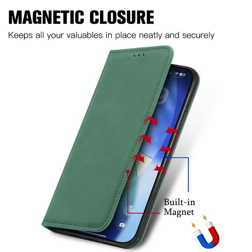 For iPhone 17 Pro Leather Case with Card Holder Magnetic Absorption Phone Cover