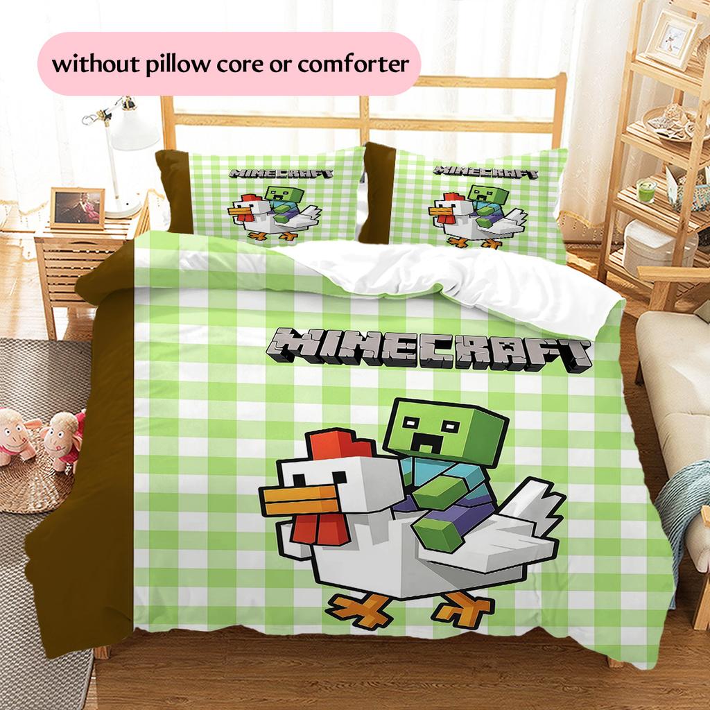 Minecraft Zombie Pattern Bedding Quilt Set Home Decoration Gift (1 * duvet cover + 2 * pillowcase without core)