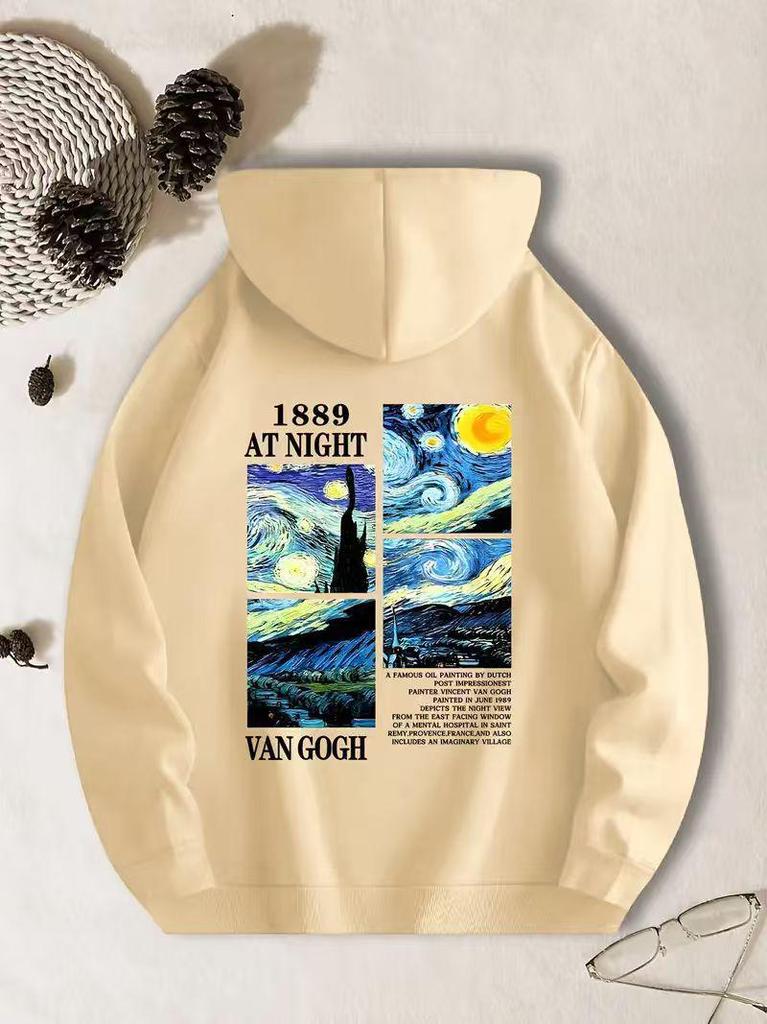 Van Gogh Starry Night Pattern Hoodie: Autumn/Winter Plus Velvet, Casual & Versatile