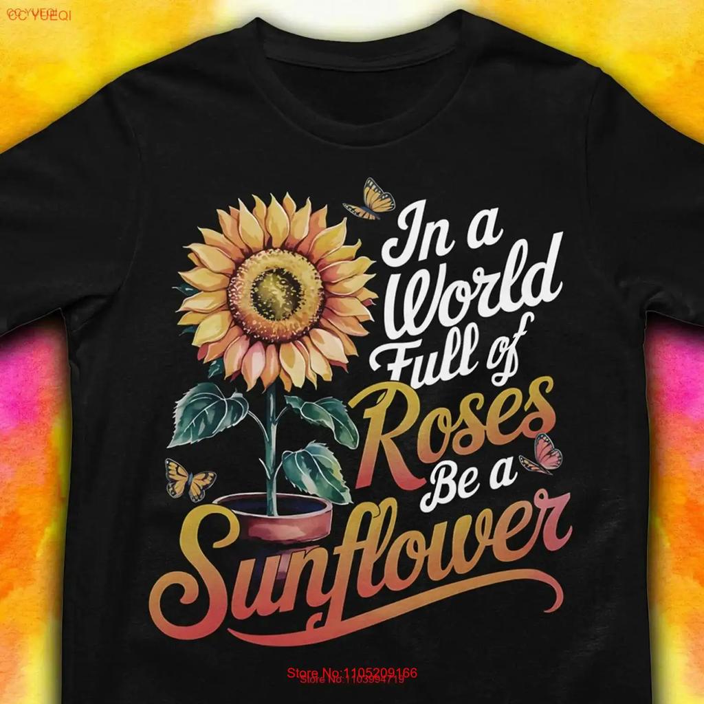 Colorful Sunflower Be A Quote T Shirt Lover Summer GifT Boho vintage Washed Casual designer clothes Versatile Soft homme