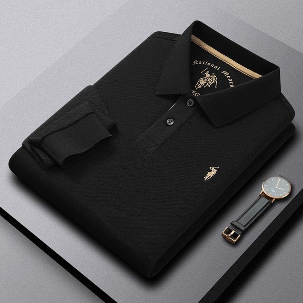 STORN New Men's Long Sleeved Polo Shirt Breathable Lightweight Shirt Luxurious Top Casual Men's Polo Shirt