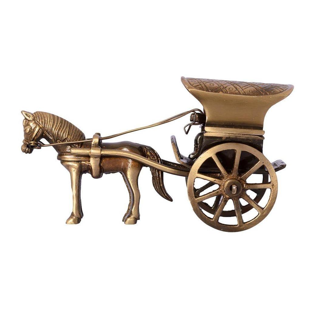 Brass Horse Cart Replica Showpiece, Showpieces for Home Décor, Showpieces for Corner Table, Brass Home Decor,