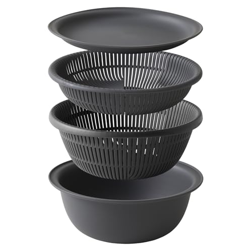 

Marna 21cm 4-Piece Colander Bowl Set (Microwave/Heat-Resistant/Stackable) with Tray, Colander, Bowl Set, Heat-Resistant Bowl, Dishwasher-Safe, Steamer