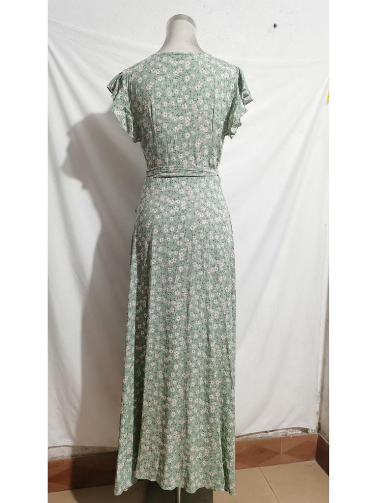 Benutzerdefiniertes V-Ausschnitt Böhmisches Urlaubs Slim-Fit Schnürkleid